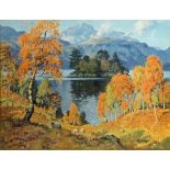 ROBERT HOUSTON signed in pencil to margin coloured print Lakeland Scene with Mounta” and Trees 17