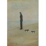 *AFTER LAURENCE STEPHEN LOWRY, RA (1887-1976, BRITISH) Man Looking Out to Sea  coloured print,