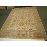 Afghan Zeigler carpet  with beige and cream background and with large central panel of  floral