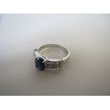 14ct white gold sapphire and stone ring. Size L1/2. 3.8g