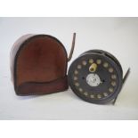 Hardy St George fly reel with alloy foot, brass tension screw and ivorine handle in its original