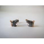 Silver and rose gilt horse head cufflinks good condition