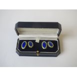 Silver Oval enamel double cufflinks good condition