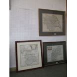 After R MORDEN coloured maps Gloucestershire and Lancaster and map of Yorkshire. Each framed and