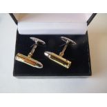 Silver bullet gold gilt cufflinks good condition