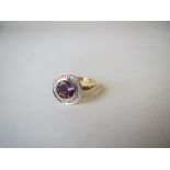 Amethyst & diamond 18ct gold hallmarked ring good condition