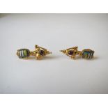 Possibly Pre-Roman fine gold garnet and ceramic earrings good condition