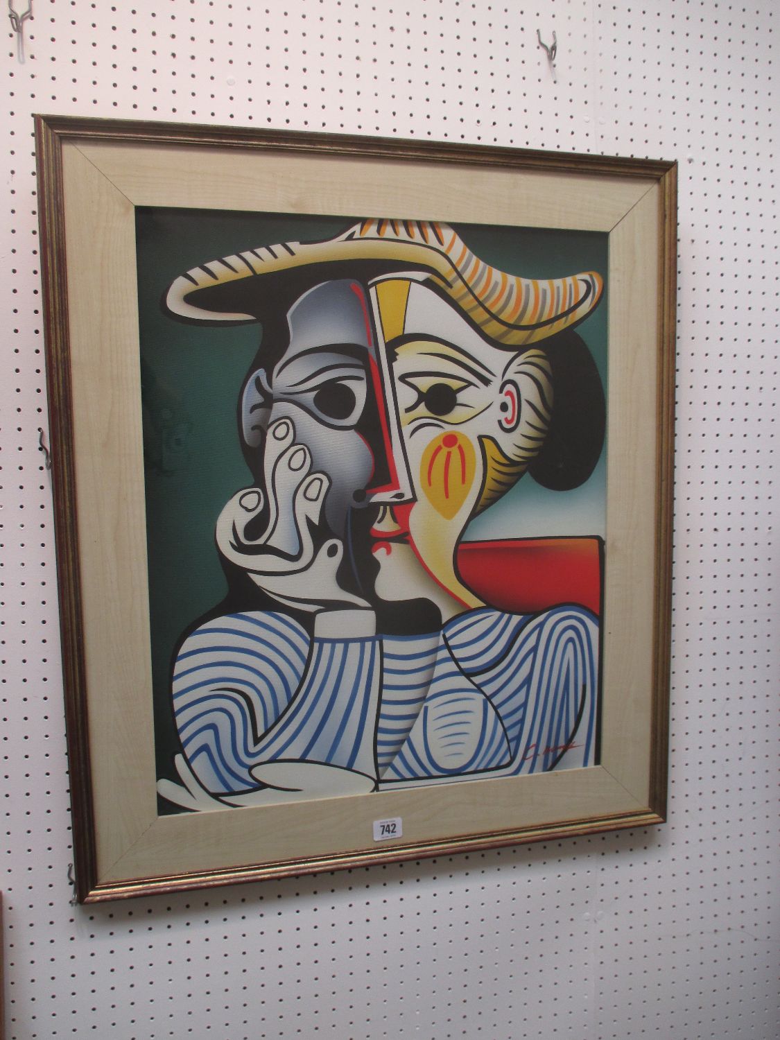 Homage to Pabblo Picasso, studio frame image portrait of a female in abstract, 59cmx49cm, bears a