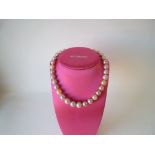 Natural pink, mauve and cream fresh water pearls 16/12mm necklace good condition
