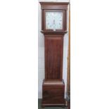 30 hour Cottage Longcase clock, painted square dial, mahogany case, by Ploughman of Chichester,