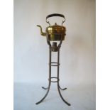 Brass teapot on stand with heater Condition: fair .