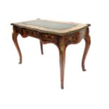 Louis XV style bureau plat stamped Edwards & Roberts, Wardour St, London, the leather set top banded