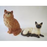 Royal Doulton ginger cat (1867) and a Siamese Cat (1559) Condition: good .