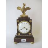 C19th French mahogany and gilt mantel clock 30 cm H x 15 cm W Condition: fair . some marks