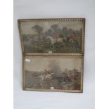 After Herring, set of four colour prints "Fox Hunting" 34x60 framed and glazed Prov: From the estate