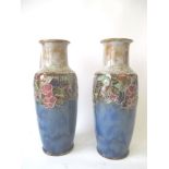 Pair Royal Doulton blue ground vases Condition: