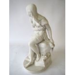 Parian figure of a seated maiden 36 cm H Condition: Firing cracks to inside of base