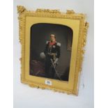 C19th photograph overpainted in oil "Army officer in full dress uniform" Prov: From the estate of