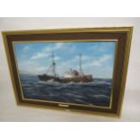 KEITH SUTTON C20 oil on board "Boston Marauders"  signed lower left  dated '83 50x76 framed