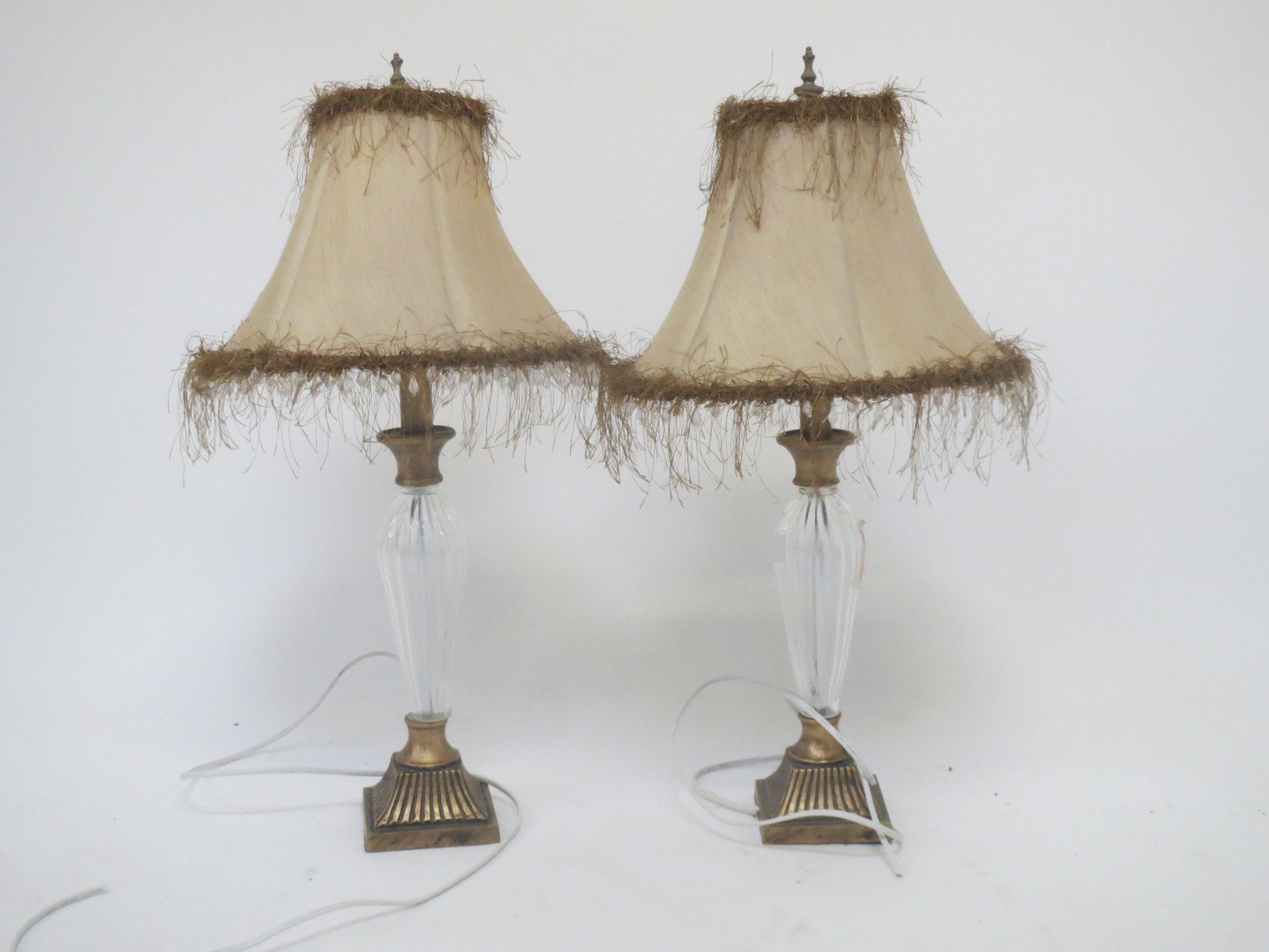 Quantity of mixed decorative china "Pair of designer table lamps, with cut glass body, and gilt - Image 2 of 2