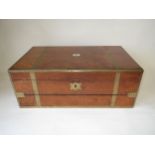 Victorian burr walnut brass bound campaign writing slope with tooled leather interior by Hobb's &