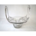 Heavy glass 2 handled basket 32 cm H Condition: good .