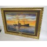 KEITH SUTTON C20 oil on board "Wyne Captain"  signed lower right dated '83 50x76 framed Condition: