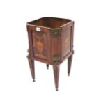 Dutch inlaid and gilt metal mounted jardiniere stand, the sides with inlaid swag and urn detail on