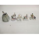 4 fairings/parlour figures & a pin cushion lady Condition: one damaged