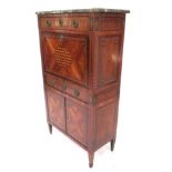 Louis XVI secretaire a abattant, the grey marble opt over a single drawer, the fall front with