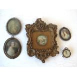 Five various gilt framed miniatures Condition: One cracked, minor losses to frames