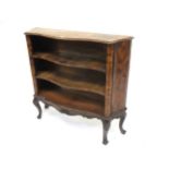 Victorian small serpentine open walnut bookcase 100cm W x 93cm H Condition: Generally good .