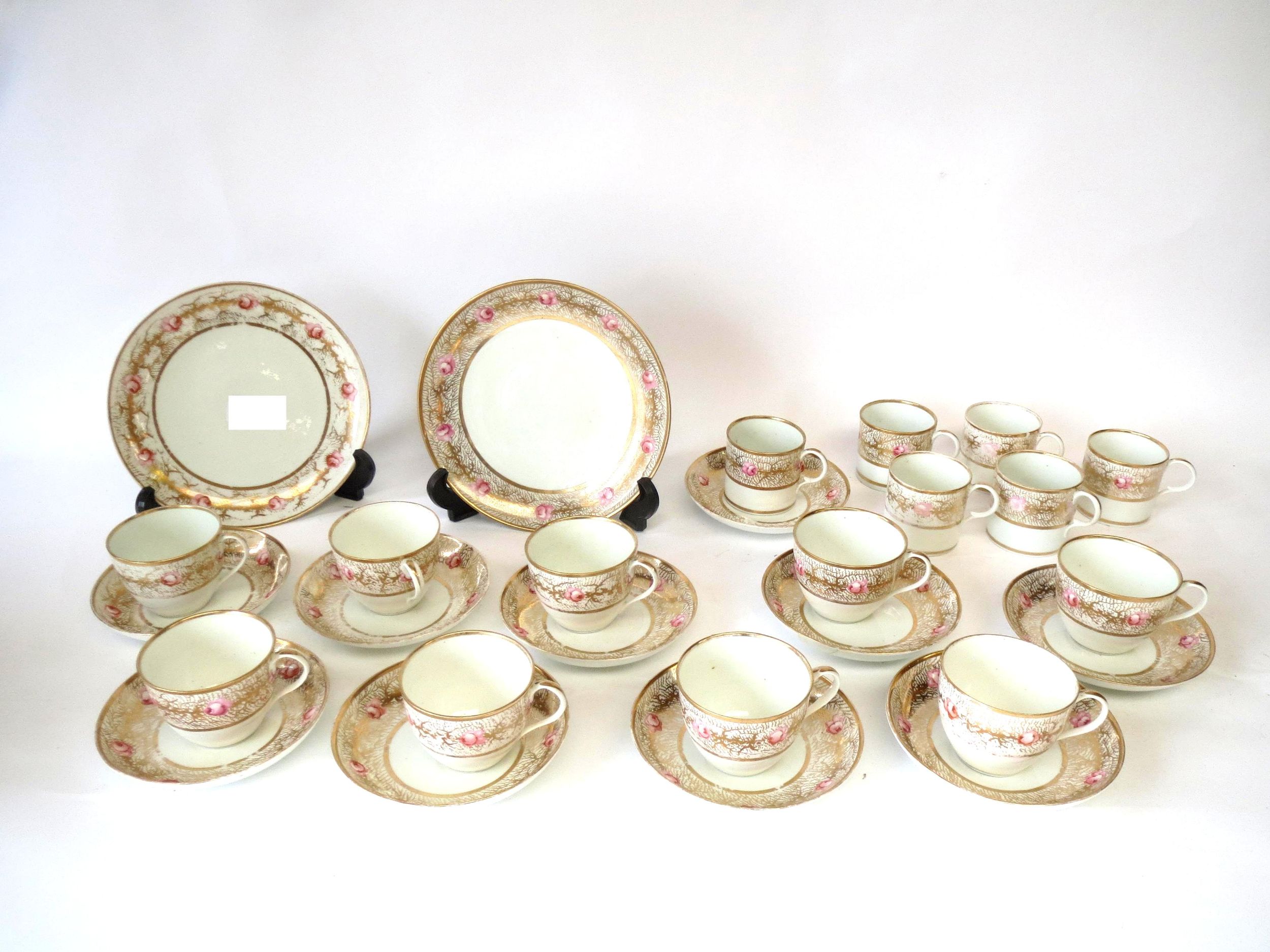 C20th part tea service six cups, six saucers, nine teaplates, three sandwich plates decorated gilt - Image 2 of 3