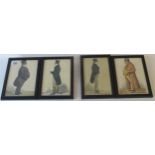 Set of four caricatures of  gentlemen after Richard Dighton  2 good, 1 foxed, 1 damaged