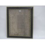 C18th framed and glazed sampler "The Universal Law of Equity" dated 1791 55cm x 44cm Condition: