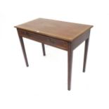 Victorian mahogany side table, the rectangular top with inlaid a central vase above a single