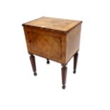 C18th Italian walnut and marquetry inlaid bedside cabinet on square tapering and fluted legs, 57cm W