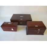 Two mahogany tea caddies  and rosewood canteen box Condition: In fair . , some scratches