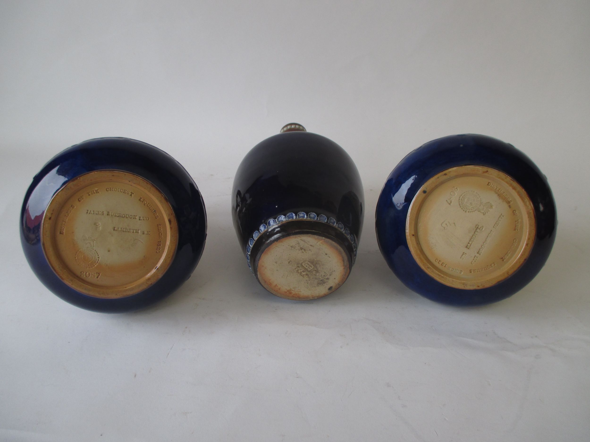 Pair Royal Doulton brown and blue glazed flagon & stoppers James Barrough Ltd Condition: Minor - Image 2 of 3