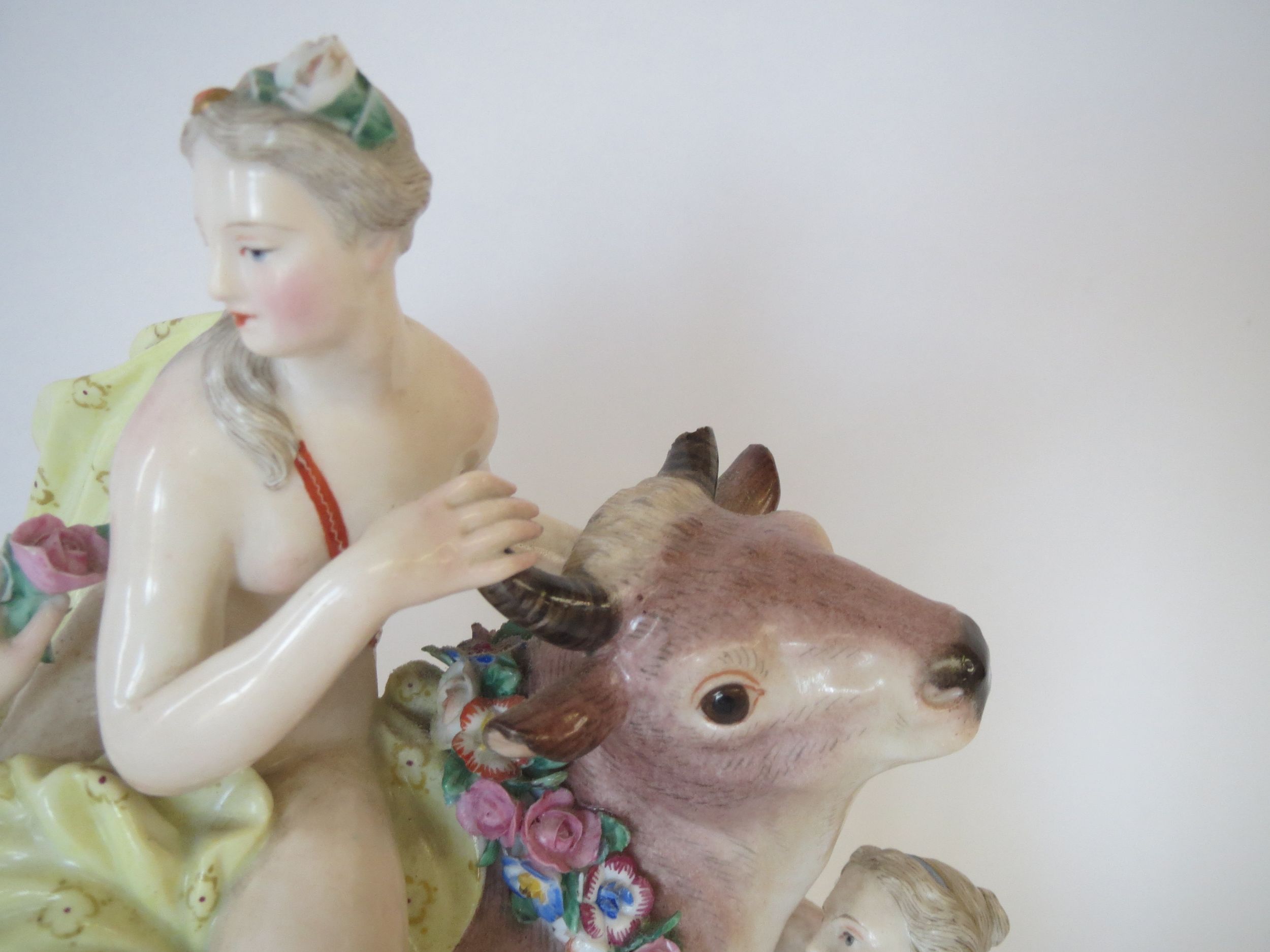 C19th Meissen figural croup Europa and the Bull, 20cm W No. 2670 Prov: From the estate of a local - Image 2 of 2