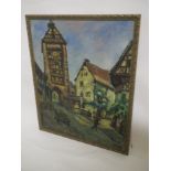 MAURICE RONDEAUX C20th French, oil on canvas "French Village Scene"  signed lower right inscribed