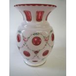 Cranberry glass overlay vase 20 cm H Condition: good .