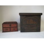 Jewellery box and wooden painted box with sailing ship scene Condition: In fair . , some marks