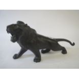 Figure of bronze male lion 16x30 Condition: In fair .