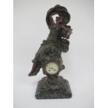 Art Nouveau spelter clock in form of a lady by E Texier Grandville on marble base 66 cm x 25 cm