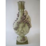 Austrian Imperial Amphora vase with cherub and rosebud decoration 42 cm H Condition: general wear