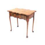 C19th Dutch marquetry side table fitted a single drawer on cabriole legs with claw and ball feet,