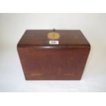 Oak stationery box by J Noyes of Tunbridge and novelty bronze thistle mount on marble base, H16x26