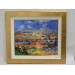 ALLAN MORGAN contemporary acrylic on canvas, landscape sgd Condition: As new