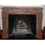 Fine quality and rare English terracotta veined marble box fireplace surround with moulded